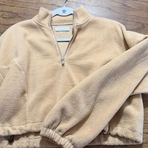 Oak + Fort cropped half-zip fleece pullover